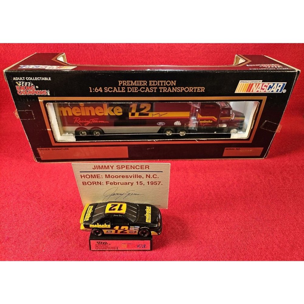 JIMMY SPENCER NASCAR #12 TRANSPORTER BUNDLE w/MATCHING STOCKCAR & PLAYER CARD - Picture 8 of 8